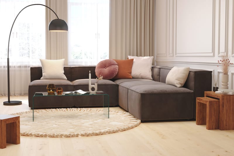 Cubo 5-sits L-formad Djup Modulhörnsoffa i Sammet - Mörkgrå - Möbler - Soffa - Sammetssoffa