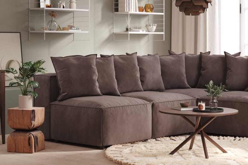 Cubo 5-sits L-formad Djup Modulhörnsoffa i Sammet - Mörkgrå - Möbler - Soffa - Sammetssoffa