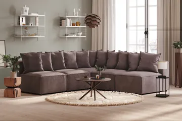 Cubo 5-sits L-formad Djup Modulhörnsoffa i Sammet - Mörkgrå - Möbler - Soffa - Sammetssoffa