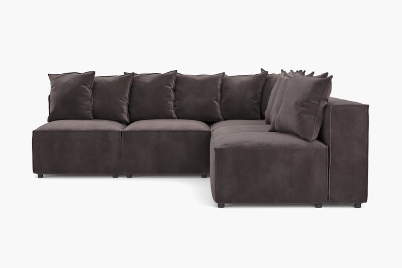 Cubo 5-sits L-formad Djup Modulhörnsoffa i Sammet - Mörkgrå - Möbler - Soffa - Sammetssoffa