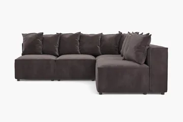 Cubo 5-sits L-formad Djup Modulhörnsoffa i Sammet - Mörkgrå - Möbler - Soffa - Sammetssoffa