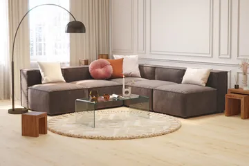 Cubo 5-sits L-formad Djup Modulhörnsoffa i Sammet - Mörkgrå - Möbler - Soffa - Sammetssoffa