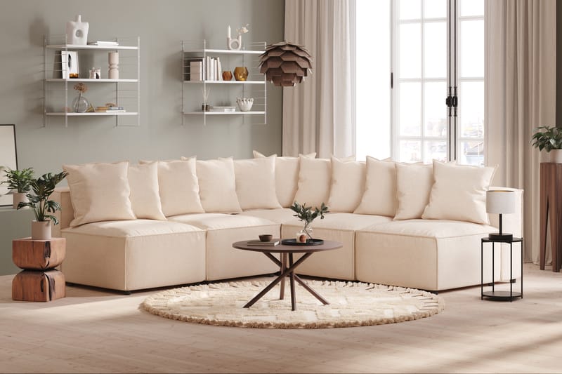 Cubo 5-sits L-formad Djup Modulhörnsoffa i Tyg - Beige - Möbler - Soffa - Hörnsoffa