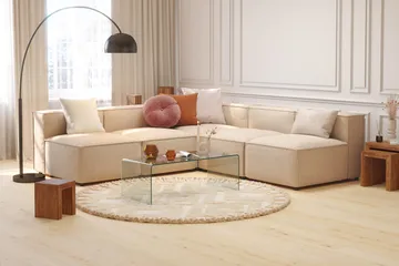 Cubo 5-sits L-formad Djup Modulhörnsoffa i Tyg - Beige - Möbler - Soffa - Hörnsoffa