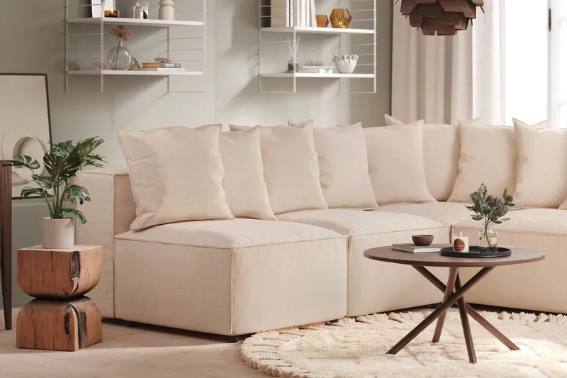 Cubo 5-sits L-formad Djup Modulhörnsoffa i Tyg - Beige - Möbler - Soffa - Hörnsoffa