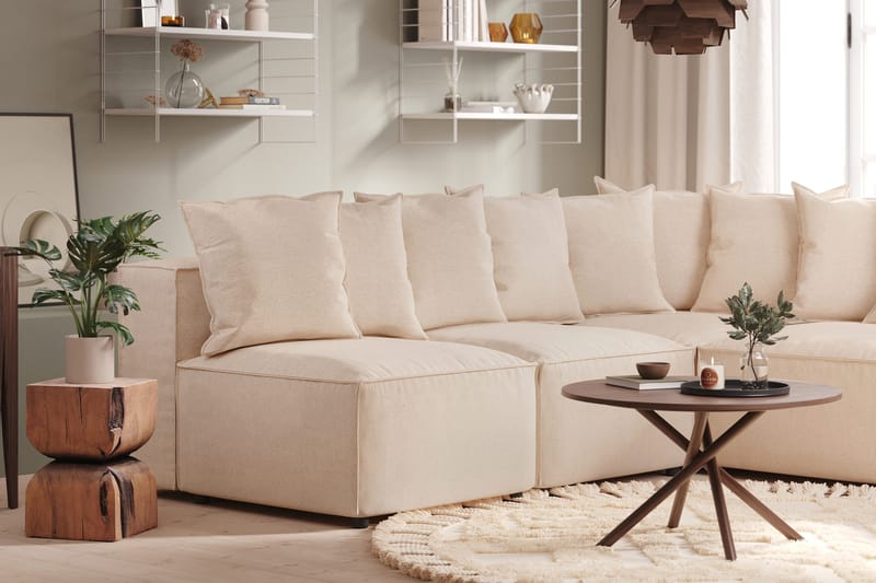 Cubo 5-sits L-formad Djup Modulhörnsoffa i Tyg - Beige - Möbler - Soffa - Hörnsoffa