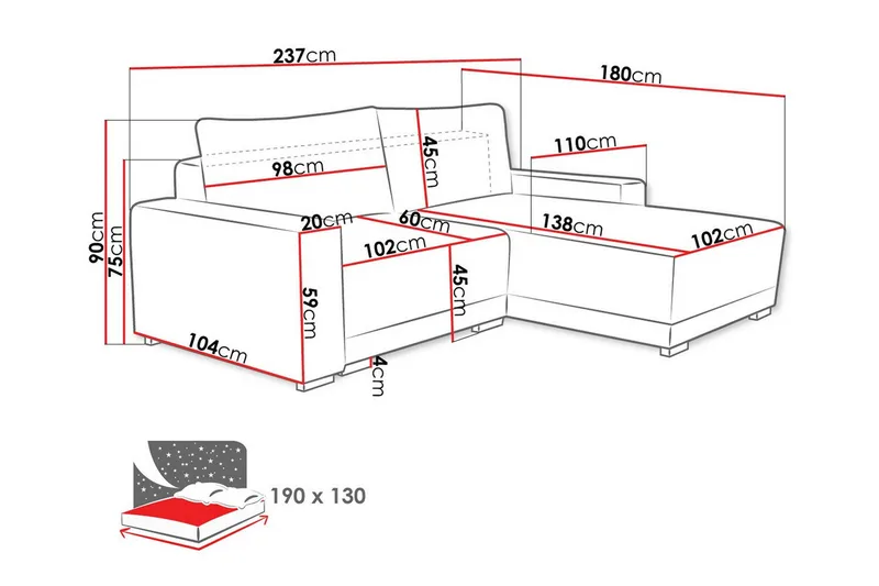 Denegal 3-sits Hörnsoffa - Möbler - Soffa - Hörnsoffa - Hörnsoffa med divan