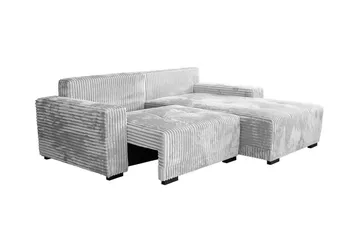 Denegal 3-sits Vänstervänd Bäddsoffa 130x190 cm med Förvaring i Sammet - Grå - Möbler - Soffa - Bäddsoffa - Bäddsoffa divan