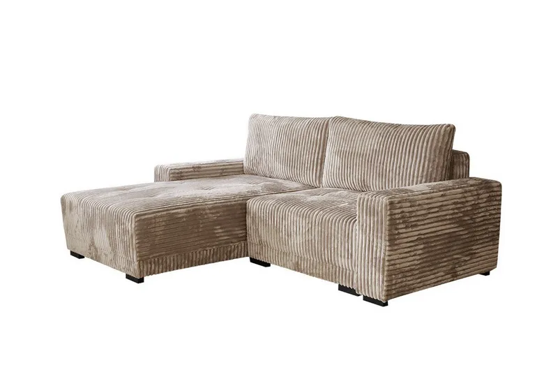 Denegal 3-sits Vänstervänd Divansoffa 237 cm med Förvaring i Sammet, Beige