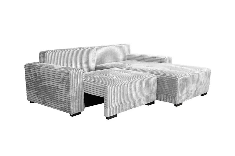 Denegal 3-sits Vänstervänd Divansoffa 237 cm med Förvaring i Sammet - Beige - Möbler - Soffa - Divansoffa & schäslongsoffa - 3 sits soffa med divan