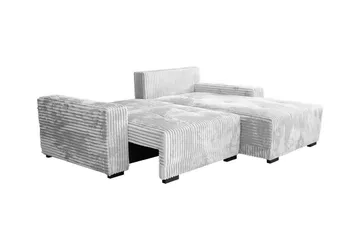 Denegal 3-sits Vänstervänd Divansoffa 237 cm med Förvaring i Sammet - Gräddvit - Möbler - Soffa - Divansoffa & schäslongsoffa - 3 sits soffa med divan
