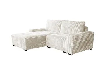 Denegal 3-sits Vänstervänd Divansoffa 237 cm med Förvaring i Sammet - Gräddvit - Möbler - Soffa - Divansoffa & schäslongsoffa - 3 sits soffa med divan
