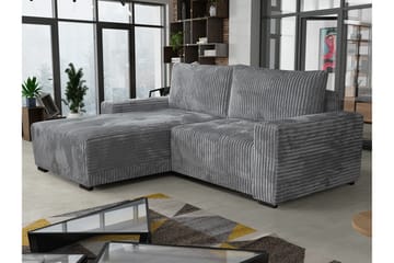 Denegal 3-sits Vänstervänd Divansoffa 237 cm med Förvaring i Sammet - Grå - Möbler - Soffa - Divansoffa & schäslongsoffa - 3 sits soffa med divan