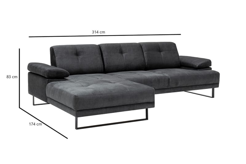 Divansoffa 3-sits Caboolture - Antracit - Möbler - Soffa - Hörnsoffa