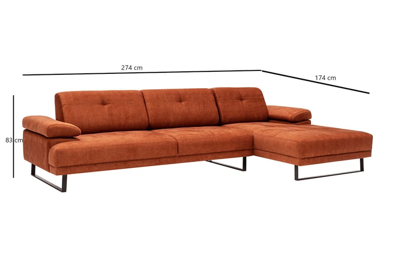 Divansoffa 3-sits Caboolture - Orange - Hörnsoffa