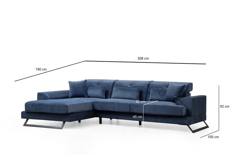 Divansoffa 3-sits Janavia - Blå - Möbler - Soffa - Hörnsoffa