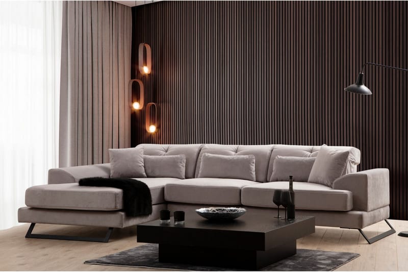 Divansoffa 3-sits Janavia - Grå - Möbler - Soffa - Divansoffa & schäslongsoffa - 3 sits soffa med divan
