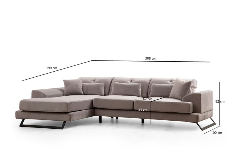 Divansoffa 3-sits Janavia - Grå - Möbler - Soffa - Divansoffa & schäslongsoffa - 3 sits soffa med divan