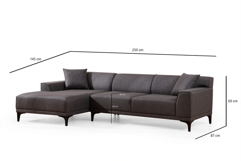 Divansoffa 3-sits Smithton - Antracit - Möbler - Soffa - Hörnsoffa