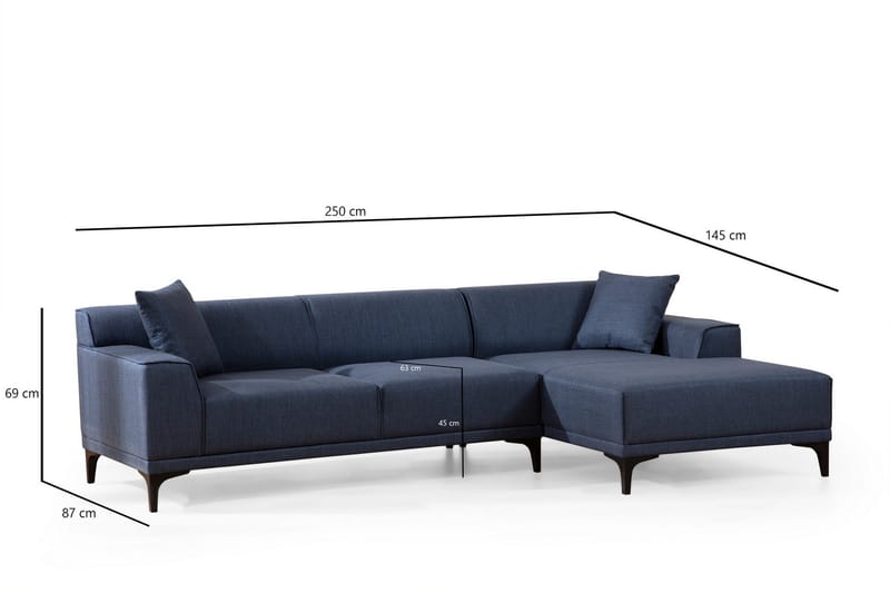 Divansoffa 3-sits Smithton - Blå - Möbler - Soffa - Hörnsoffa