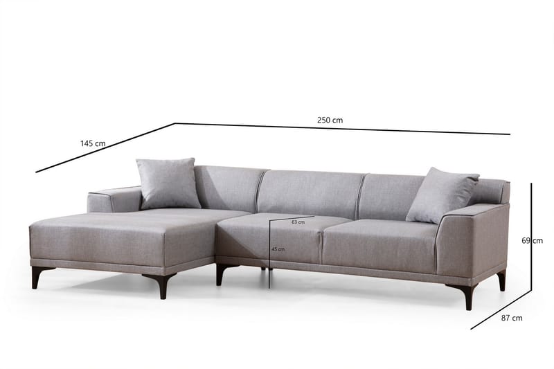 Divansoffa 3-sits Smithton - Grå - Möbler - Soffa - Hörnsoffa