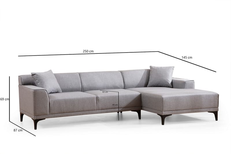 Divansoffa 3-sits Smithton - Grå - Möbler - Soffa - Hörnsoffa