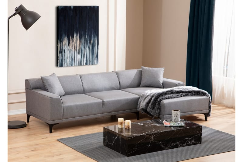 Divansoffa 3-sits Smithton - Grå - Möbler - Soffa - Hörnsoffa