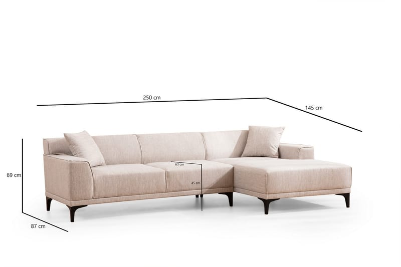 Divansoffa 3-sits Smithton - Vit - Möbler - Soffa - Hörnsoffa