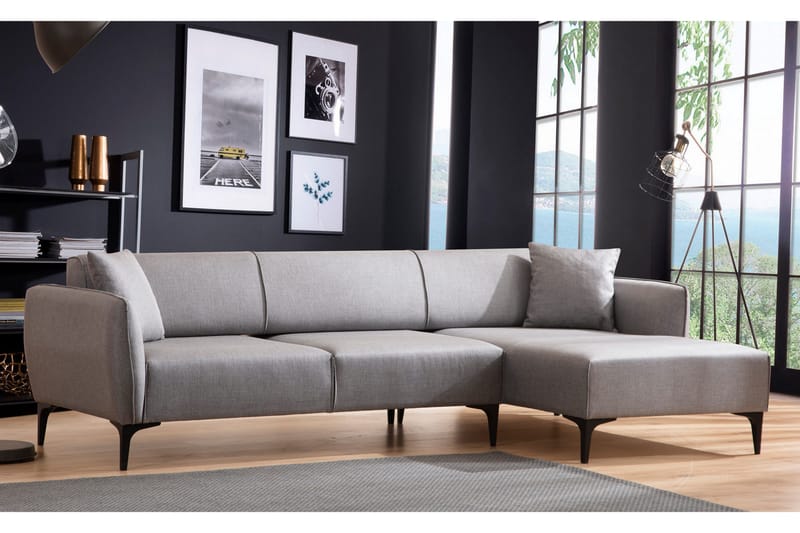 Divansoffa 3-sits Wangaratta - Grå - Möbler - Soffa - Hörnsoffa