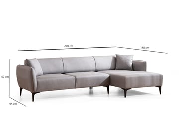 Divansoffa 3-sits Wangaratta - Grå - Möbler - Soffa - Hörnsoffa