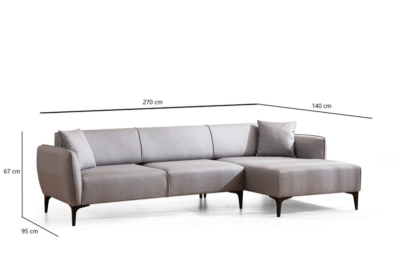 Divansoffa 3-sits Wangaratta - Grå - Möbler - Soffa - Hörnsoffa