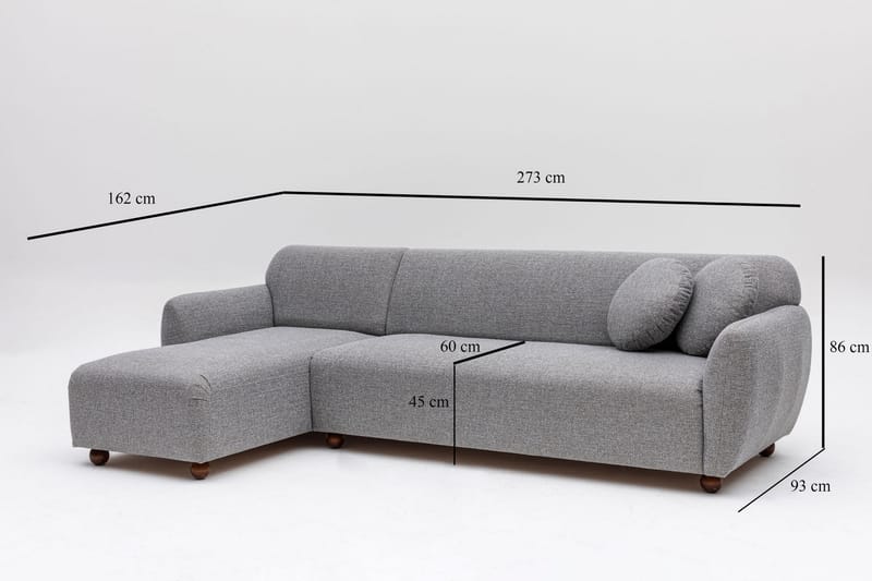 Divansoffa 3-sits Windwhistle - Grå - Möbler - Soffa - Hörnsoffa