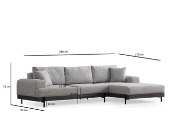 Eti Hörnsoffa 3-sits - Grå - Möbler - Soffa - Divansoffa & schäslongsoffa - 4 sits soffa med divan