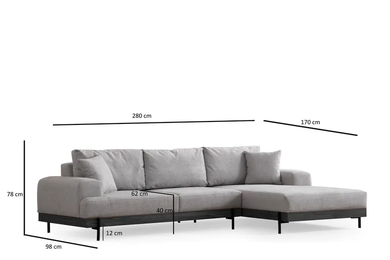 Eti Hörnsoffa 3-sits - Grå - Möbler - Soffa - Divansoffa & schäslongsoffa - 4 sits soffa med divan