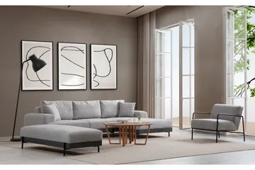 Eti Hörnsoffa 3-sits - Grå - Möbler - Soffa - Divansoffa & schäslongsoffa - 4 sits soffa med divan