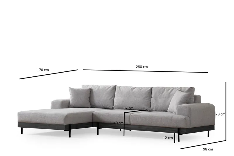 Eti Hörnsoffa 3-sits - Grå - Möbler - Soffa - Divansoffa & schäslongsoffa - 4 sits soffa med divan