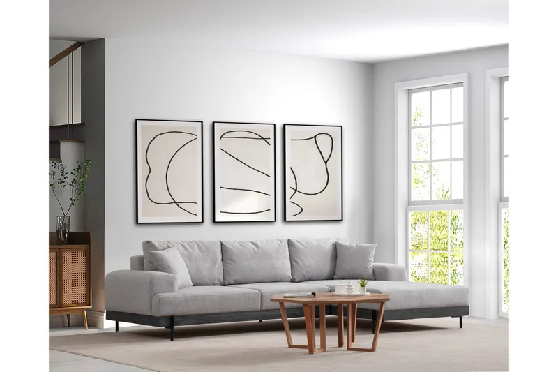 Eti Hörnsoffa 3-sits - Grå - Möbler - Soffa - Divansoffa & schäslongsoffa - 4 sits soffa med divan