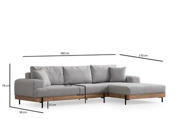 Eti Hörnsoffa 3-sits - Grå - Möbler - Soffa - Hörnsoffa
