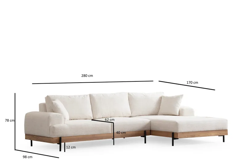 Eti Hörnsoffa 3-sits - Vit - Möbler - Soffa - Divansoffa & schäslongsoffa - 4 sits soffa med divan