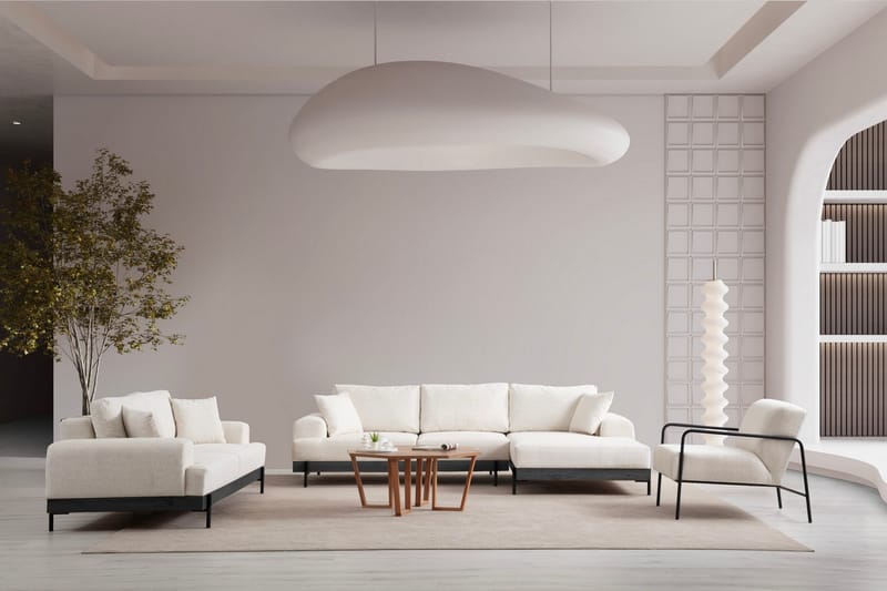 Eti Hörnsoffa 3-sits - Vit - Möbler - Soffa - Divansoffa & schäslongsoffa - 4 sits soffa med divan