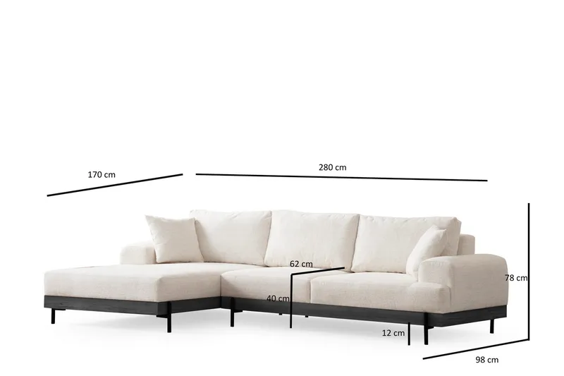 Eti Hörnsoffa 3-sits - Vit - Möbler - Soffa - Divansoffa & schäslongsoffa - 4 sits soffa med divan