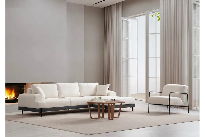 Eti Hörnsoffa 3-sits - Vit - Möbler - Soffa - Divansoffa & schäslongsoffa - 4 sits soffa med divan