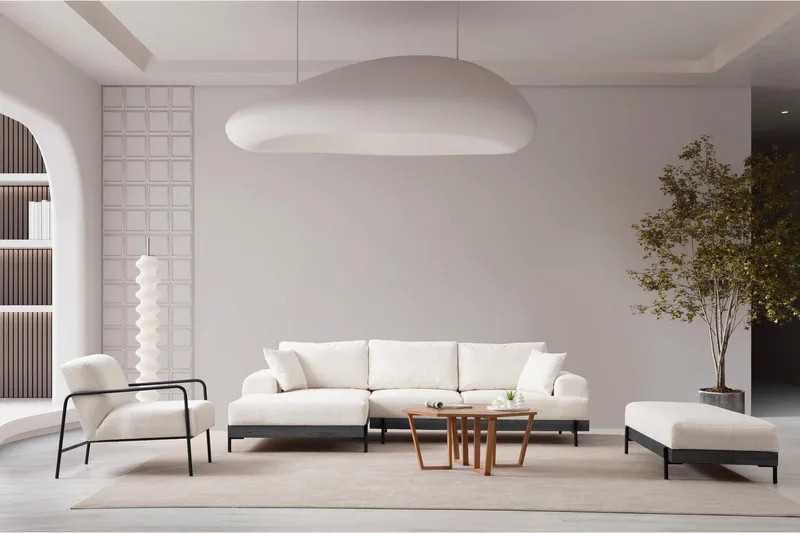 Eti Hörnsoffa 3-sits - Vit - Möbler - Soffa - Divansoffa & schäslongsoffa - 4 sits soffa med divan