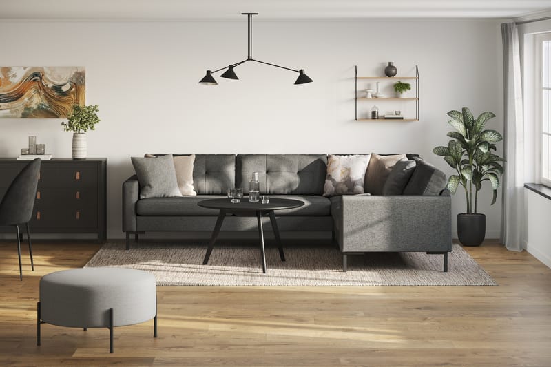 Frillestad 5-sits Högervänd L-formad Hörnsoffa i Tyg - Mörkgrå - Möbler - Soffa - Hörnsoffa