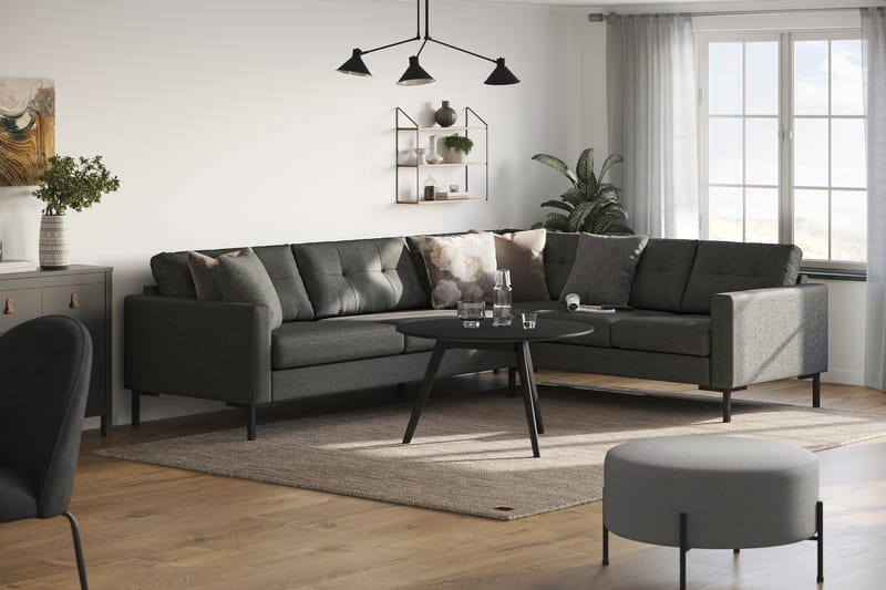 Frillestad 5-sits Högervänd L-formad Hörnsoffa i Tyg - Mörkgrå - Möbler - Soffa - Hörnsoffa