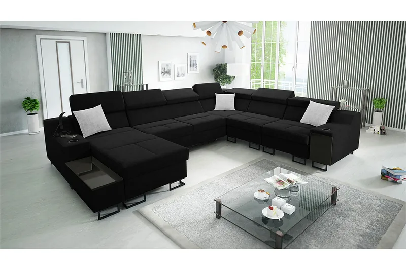 Galbally 5-sits Hörnsoffa Black - Möbler - Soffa - Bäddsoffa - Bäddsoffa längsbäddad