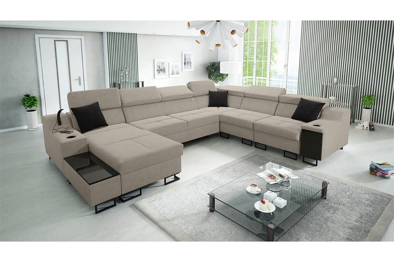 Galbally 5-sits Hörnsoffa NO_BRAND beige - Möbler - Soffa - Hörnsoffa