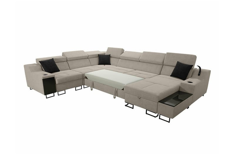 Galbally 5-sits Hörnsoffa NO_BRAND Black - Möbler - Soffa - Bäddsoffa - Bäddsoffa längsbäddad