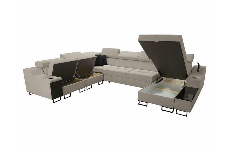 Galbally 5-sits Hörnsoffa NO_BRAND Black - Möbler - Soffa - Bäddsoffa - Bäddsoffa längsbäddad