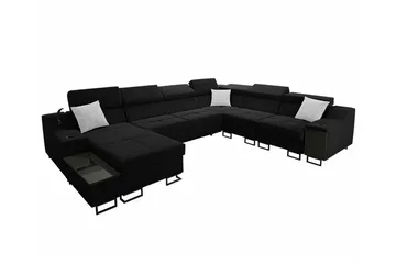Galbally 5-sits Hörnsoffa NO_BRAND Black - Möbler - Soffa - Bäddsoffa - Bäddsoffa längsbäddad